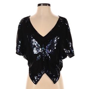 SOLD - Free People black sequin butterfly top